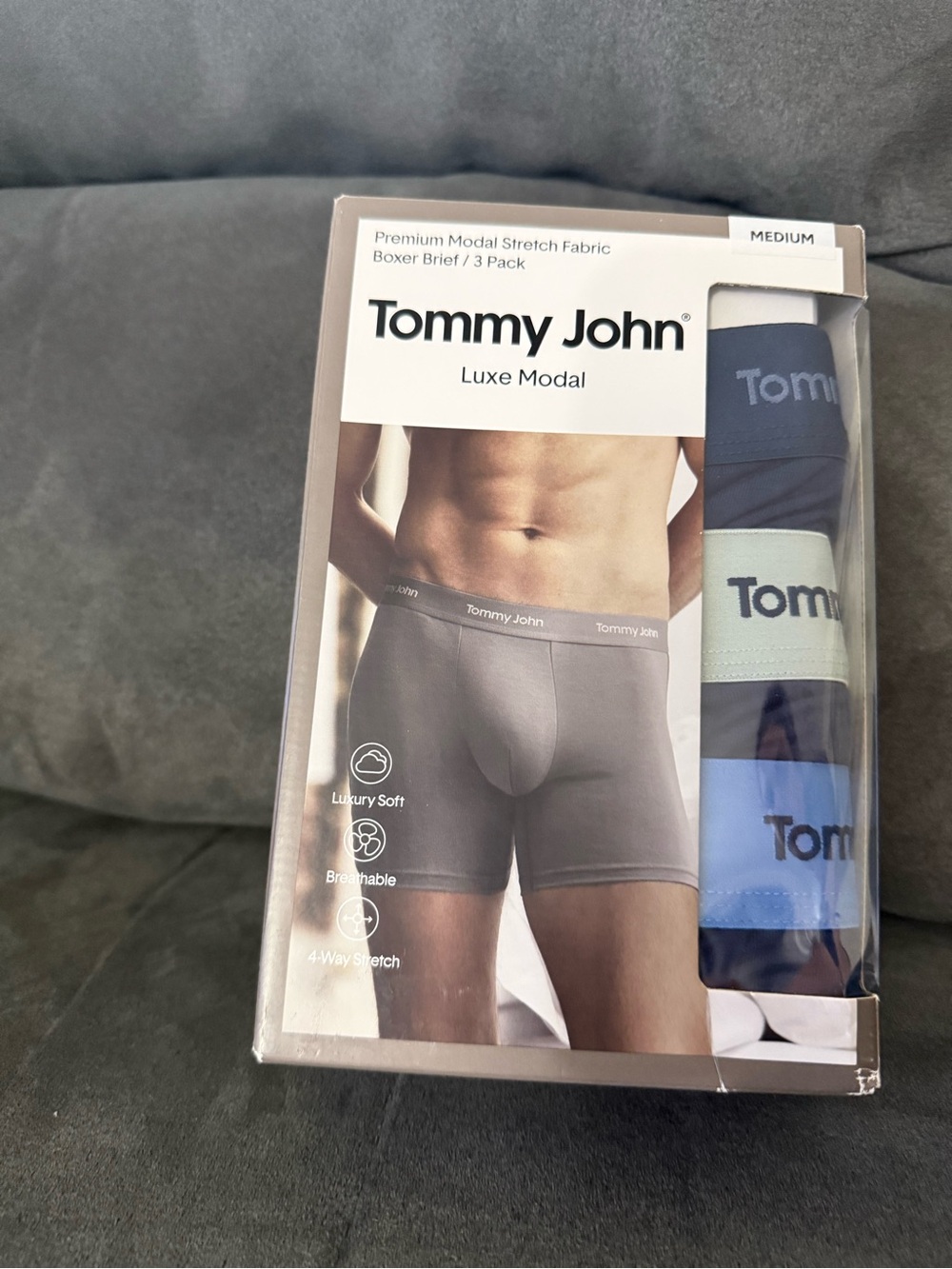 Tommy John Luxe Modal 3-Pack Boxer Briefs - Navy, Light Gray, Blue